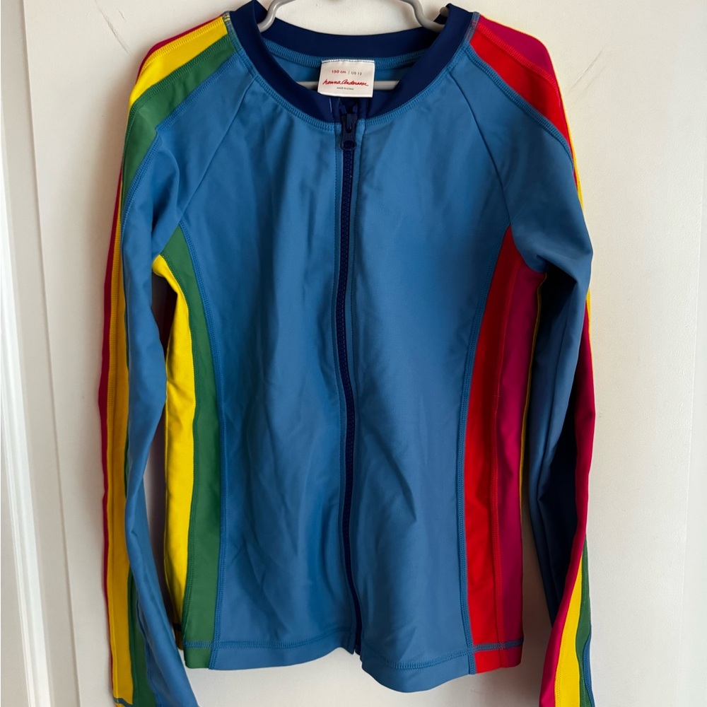 Hanna Andersson Girls Rainbow Zip-Up Swim Shirt – Size 12